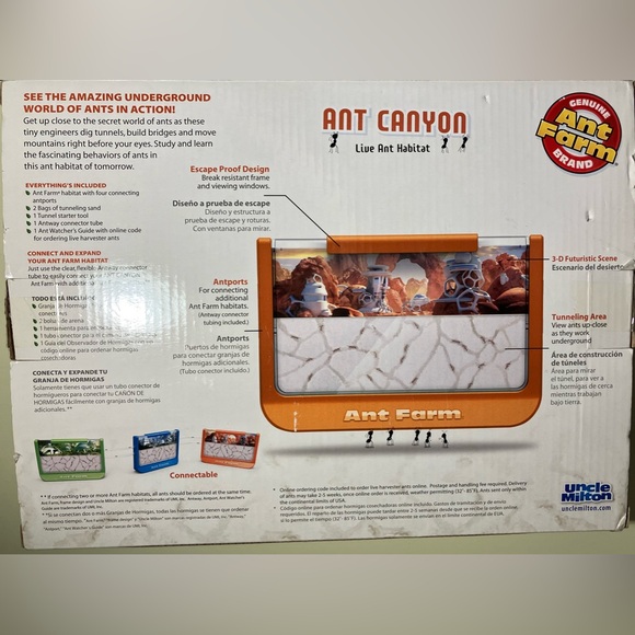 Genuine Brand Uncle Milton Ant Canyon ant farm. 5 piece set.Ages 6+ learning toy - Picture 6 of 8